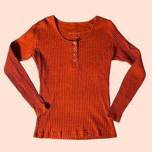 Orange Vintage Large Ribbed Top Long-Sleeved by Wrangler